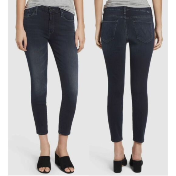 Mother Looker Crop Skinny Stretch Jean in "Tongue Tied" Dark Wash, Midrise Sz 26 - Picture 1 of 12